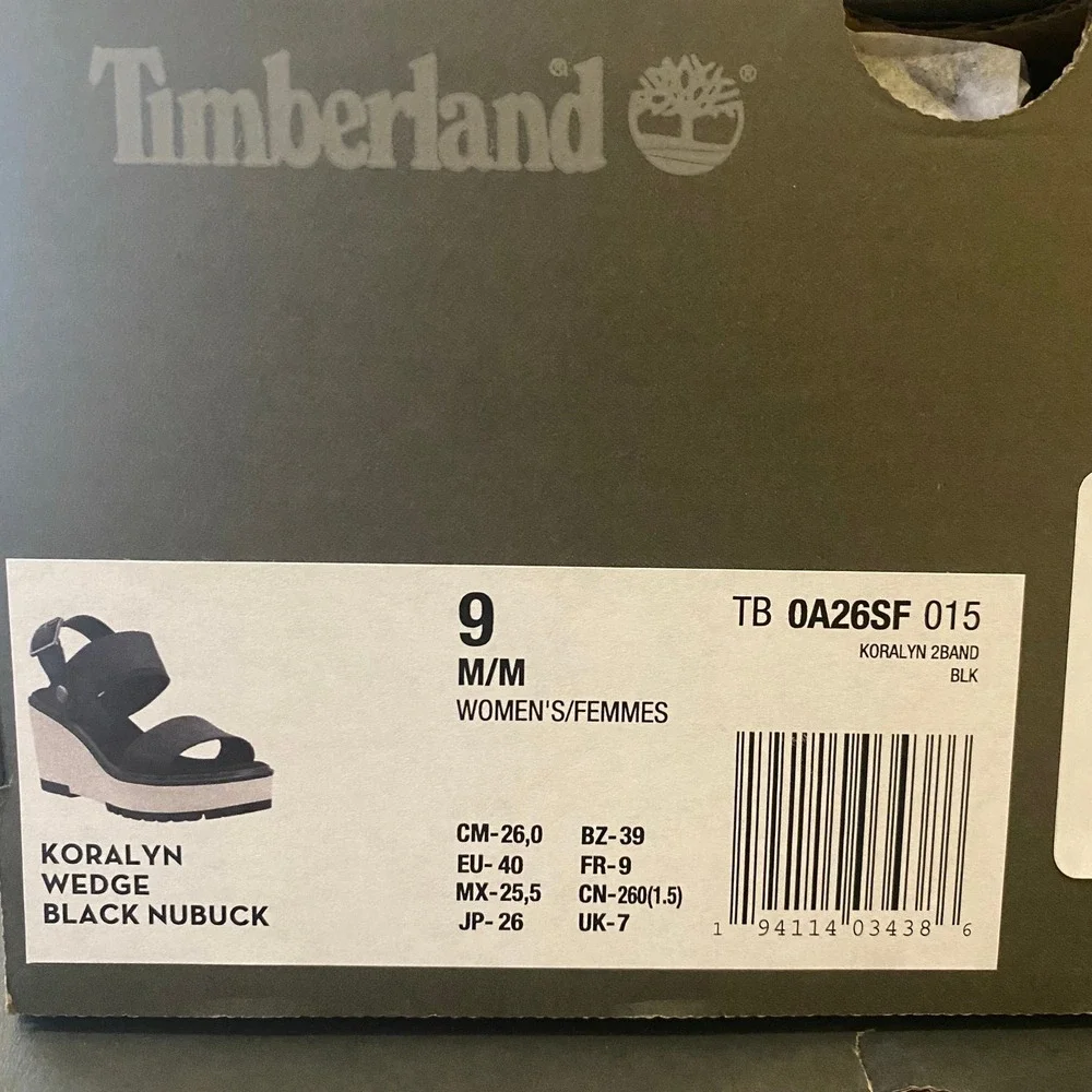 Timberland New Size‎ 9M Koralyn Sporty Wedge Sandals in Nubuck Black